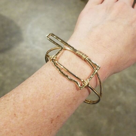 NEW Oklahoma cuff bracelet bangle gold plate adjustable - Picture 3 of 3
